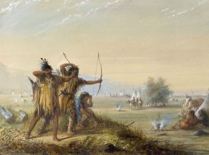 Snake Indians testing bows